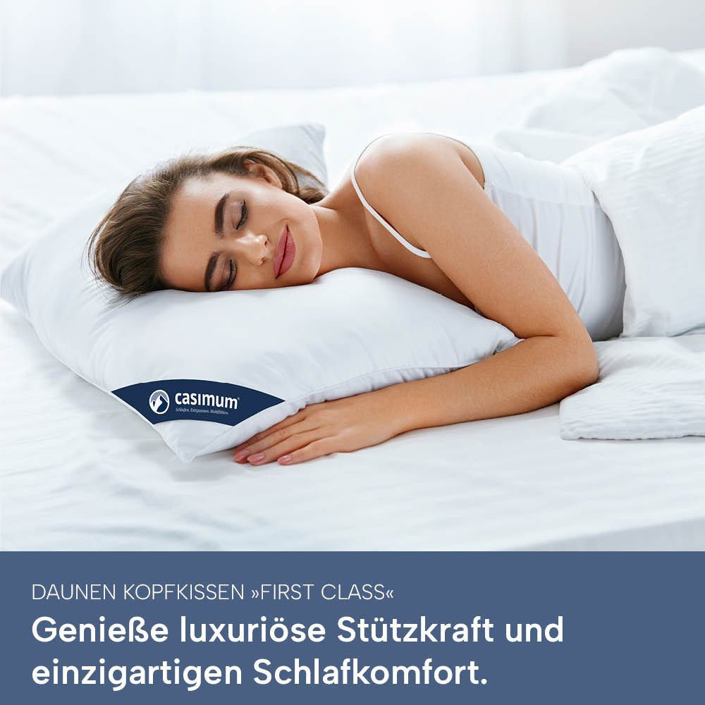 Gänsedaunenkissen »FIRST CLASS« – 60% Gänsedaunen, 40% Gänsefedern, Klasse 1, Downpass, hergestellt in Deutschland