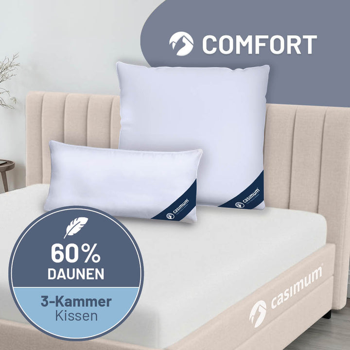 3-Kammer-Daunenkissen »COMFORT« – 60% Daunen, 40% Federn (Außen), Klasse 1, Downpass, hergestellt in Deutschland