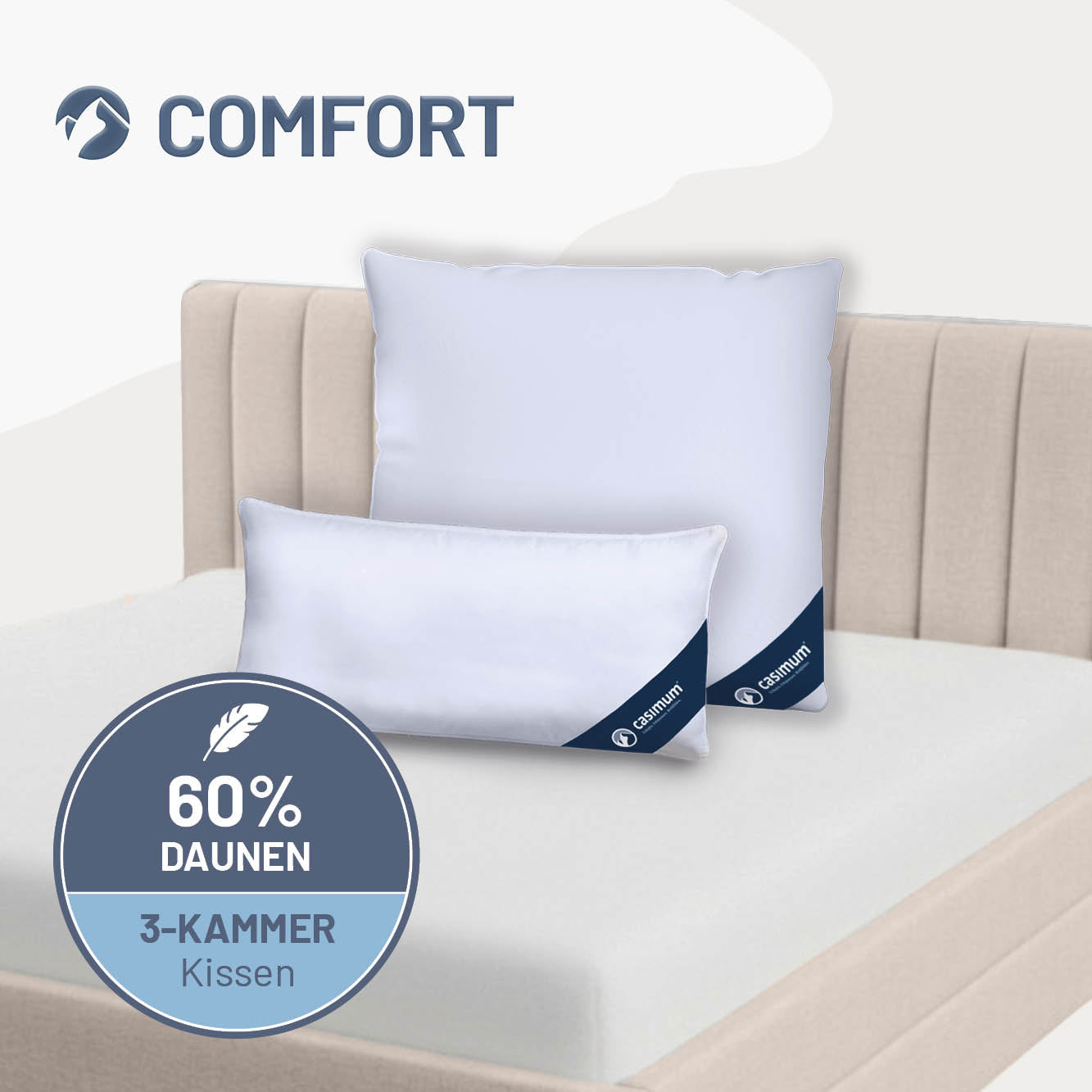 3-Kammer-Daunenkissen »COMFORT« – 60% Daunen, 40% Federn (Außen)