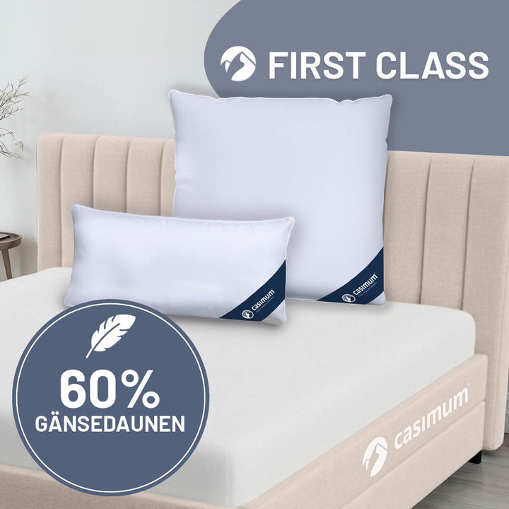 Gänsedaunenkissen »FIRST CLASS« – 60% Gänsedaunen, 40% Gänsefedern, Klasse 1, Downpass, hergestellt in Deutschland