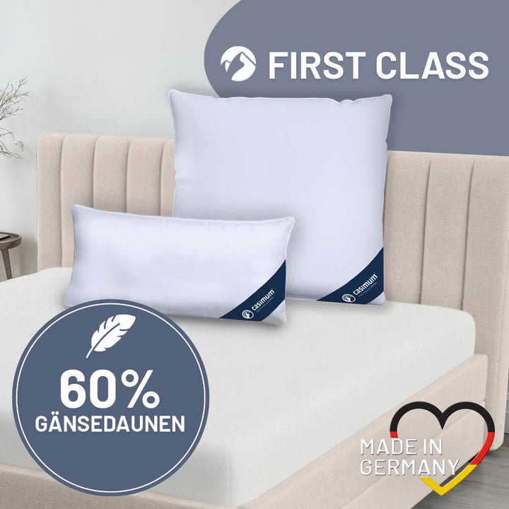 Gänsedaunenkissen »FIRST CLASS« – 60% Gänsedaunen, 40% Gänsefedern, Klasse 1, Downpass, hergestellt in Deutschland