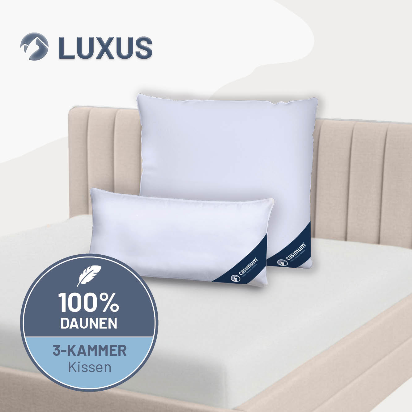3-Kammer-Daunenkissen »LUXUS« – 100% Daunen (Außen)