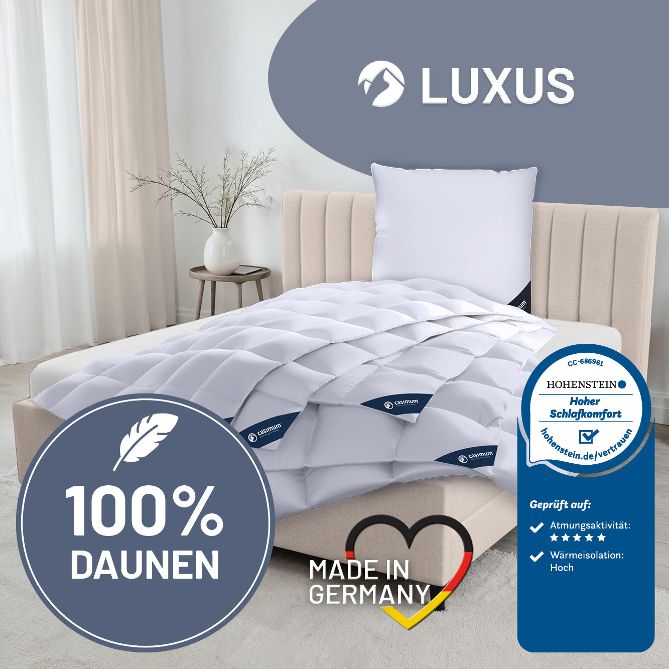 Daunendecke »LUXUS« – 100% Daunen