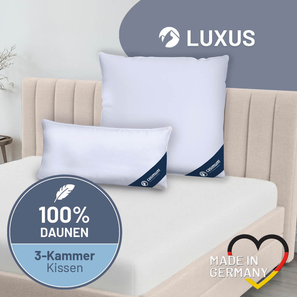 3-Kammer-Daunenkissen »LUXUS« – 100% Daunen (Außen), Klasse 1, Downpass, hergestellt in Deutschland