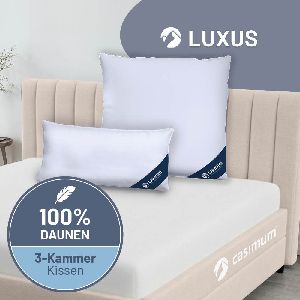 3-Kammer-Daunenkissen »LUXUS« – 100% Daunen (Außen), Klasse 1, Downpass, hergestellt in Deutschland