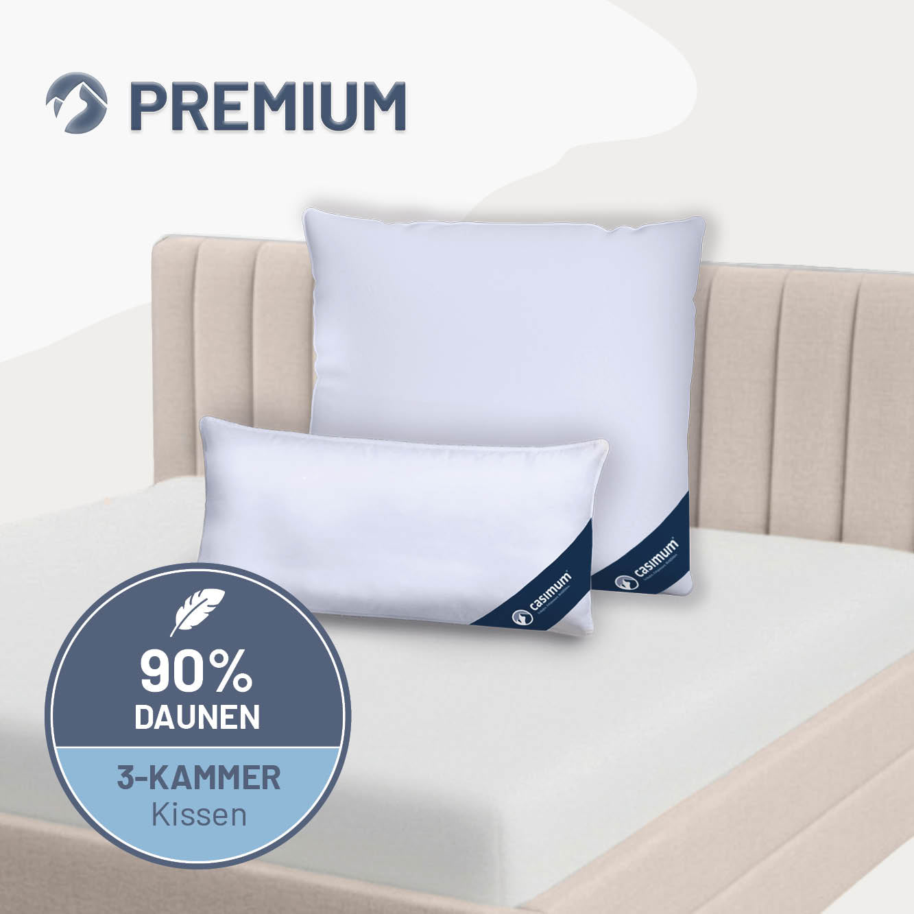 3-Kammer-Daunenkissen »PREMIUM« – 90% Daunen, 10% Federn (Außen)