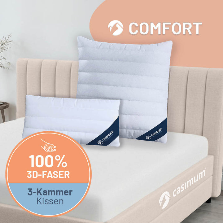 3-Kammer-Faserkissen »COMFORT« – 100% Polyester mit 3D-Hohlfaser für erholsame Nächte