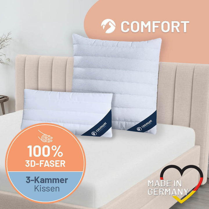 3-Kammer-Faserkissen »COMFORT« – 100% Polyester mit 3D-Hohlfaser für erholsame Nächte