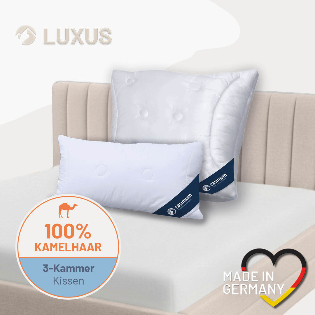 3-Kammer-Kamelhaarkissen »LUXUS« – 100% Kamelhaar (Außen)