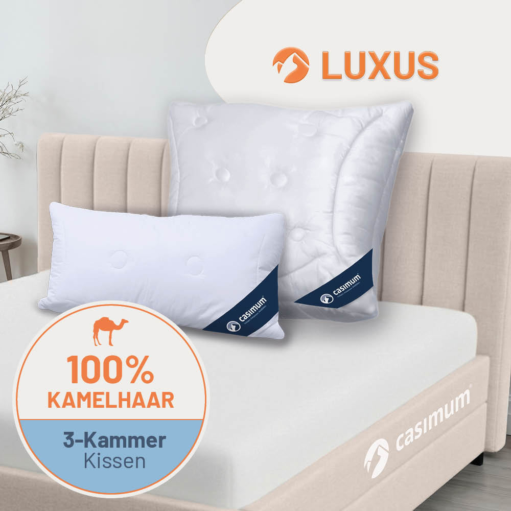 3-Kammer-Kamelhaarkissen »LUXUS« – 100% Kamelhaar (Außen) für ein luxuriöses Schlaferlebnis