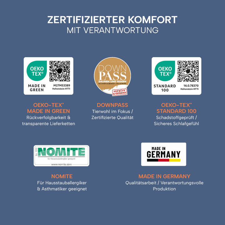 Winterdaunendecke »LUXUS« – Warm, 100% Daunen, Klasse 1, Downpass, hergestellt in Deutschland