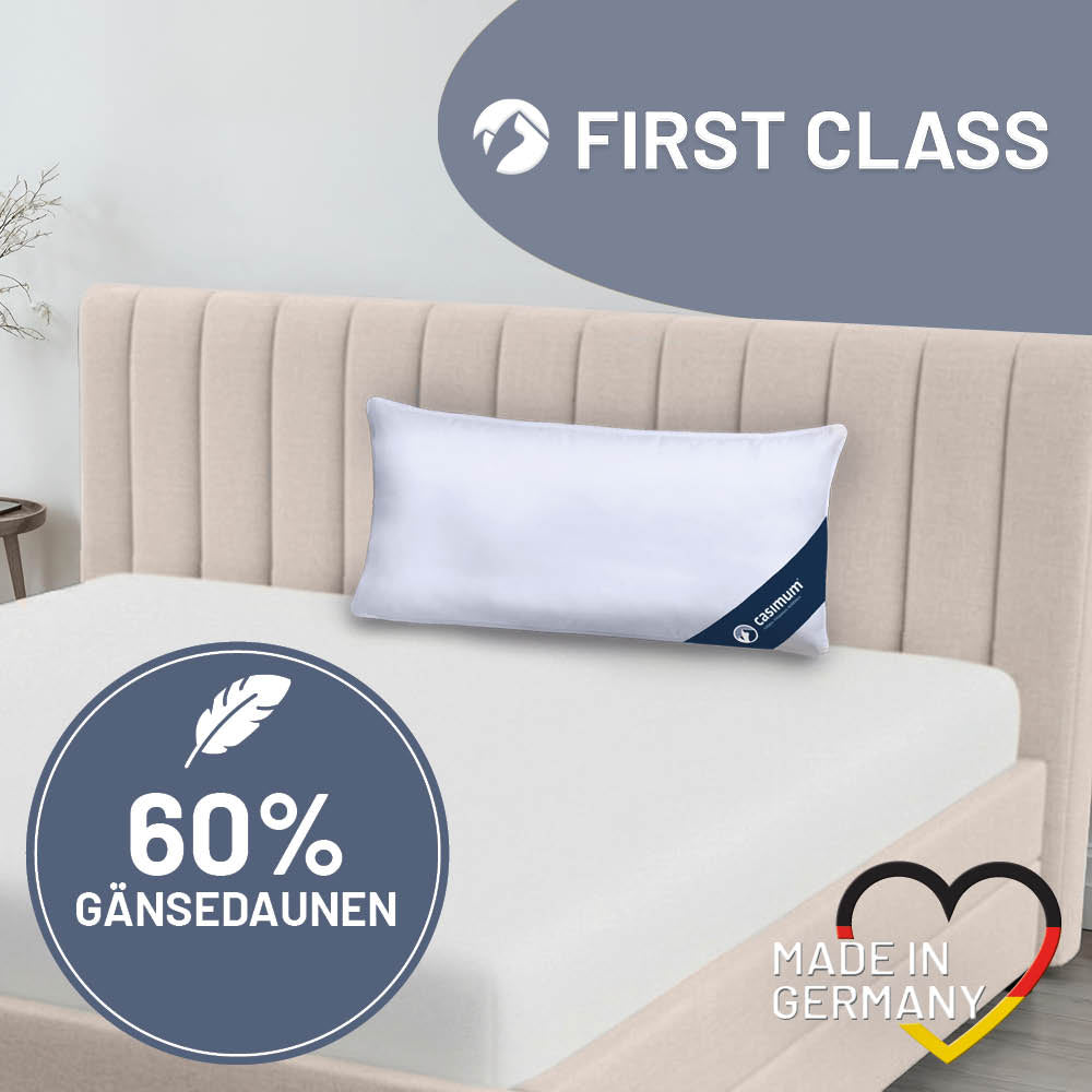 Gänsedaunenkissen »FIRST CLASS« – 60% Gänsedaunen, 40% Gänsefedern, Klasse 1, Downpass, hergestellt in Deutschland