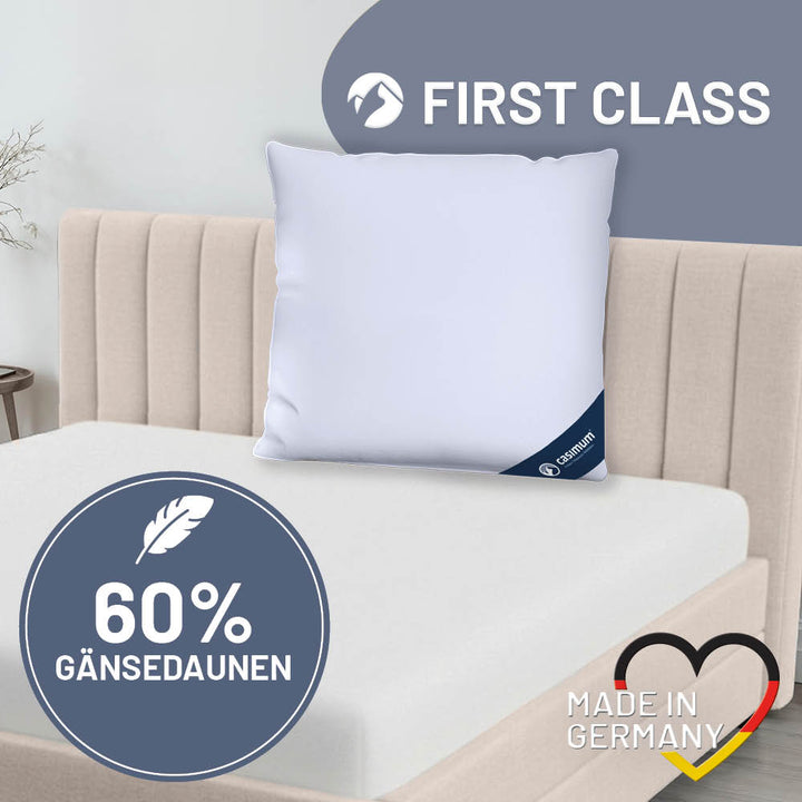 Gänsedaunenkissen »FIRST CLASS« – 60% Gänsedaunen, 40% Gänsefedern, Klasse 1, Downpass, hergestellt in Deutschland