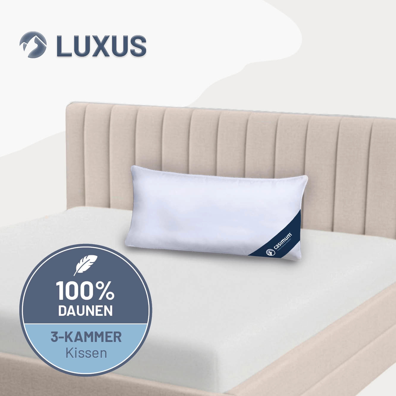 3-Kammer-Daunenkissen »LUXUS« – 100% Daunen (Außen)