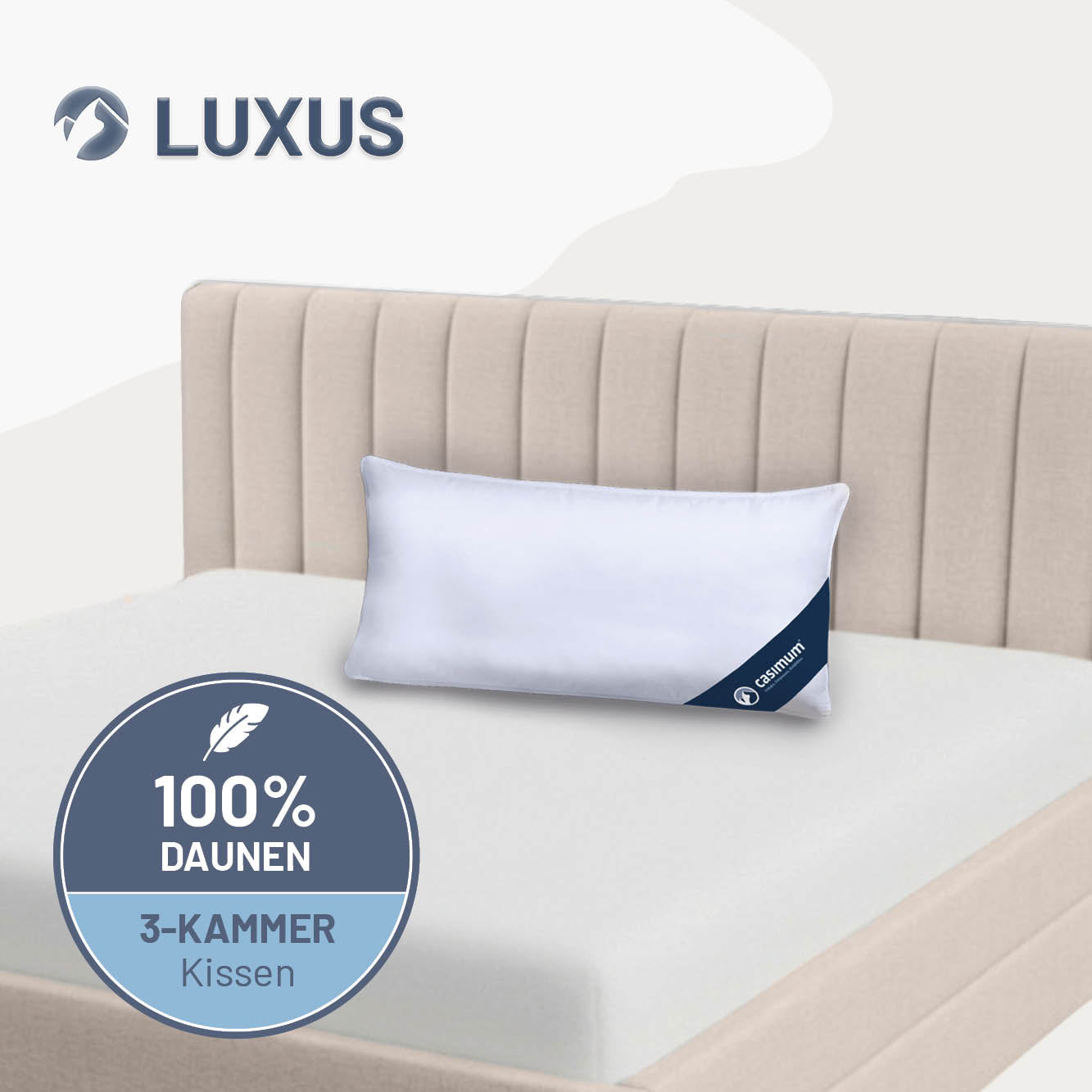 3-Kammer-Daunenkissen »LUXUS« – 100% Daunen (Außen)