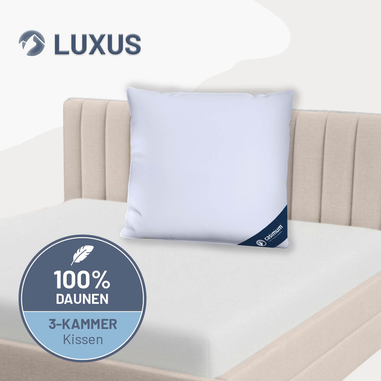 3-Kammer-Daunenkissen »LUXUS« – 100% Daunen (Außen)