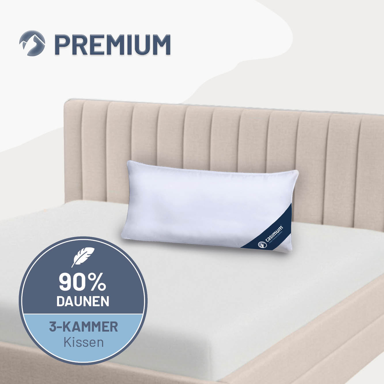 3-Kammer-Daunenkissen »PREMIUM« – 90% Daunen, 10% Federn (Außen)