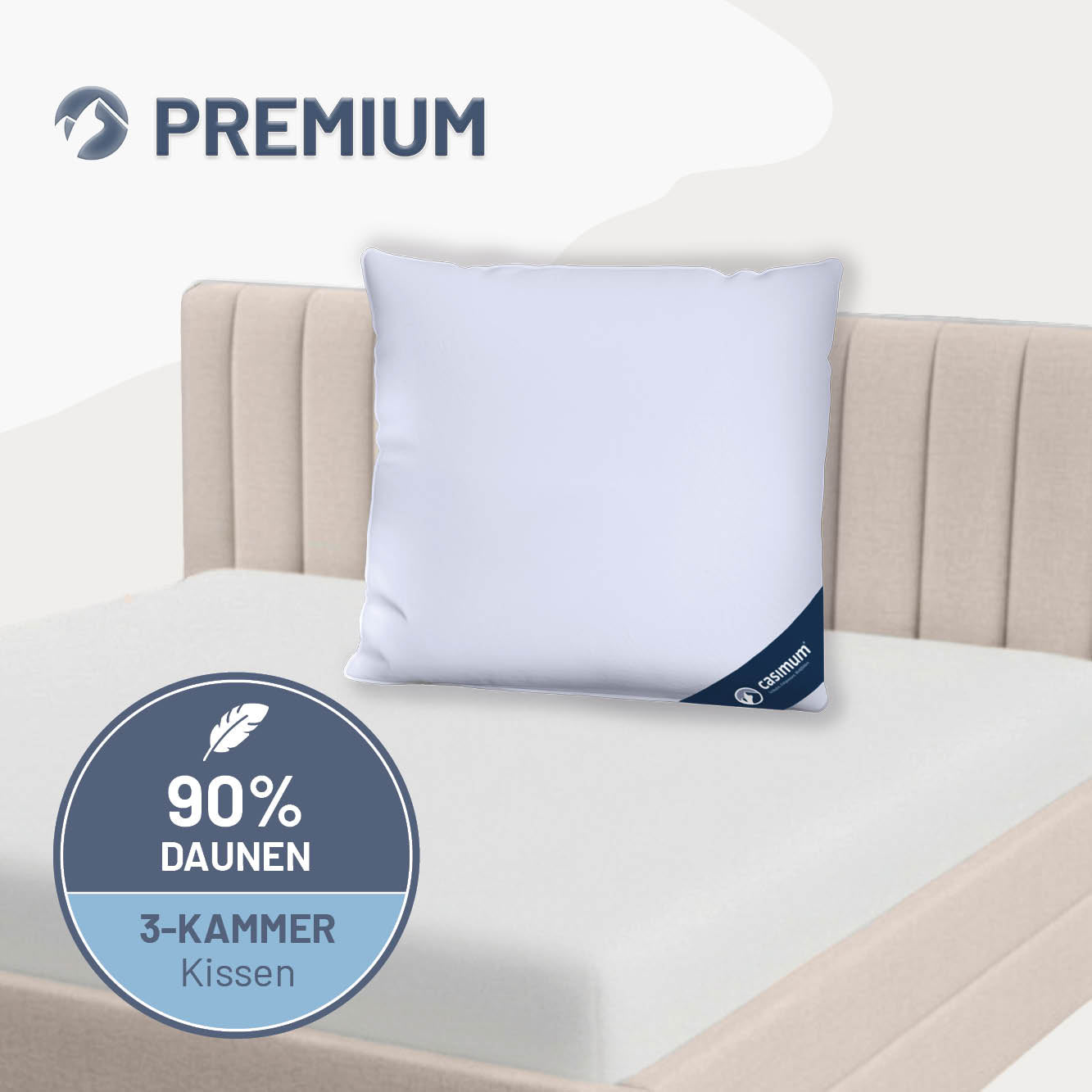 3-Kammer-Daunenkissen »PREMIUM« – 90% Daunen, 10% Federn (Außen)