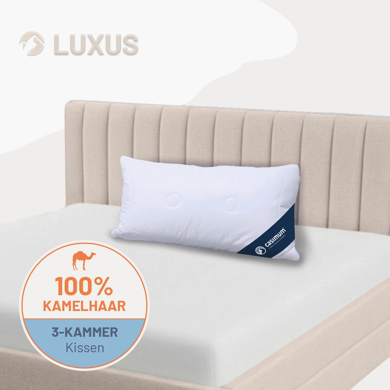 3-Kammer-Kamelhaarkissen »LUXUS« – 100% Kamelhaar (Außen)