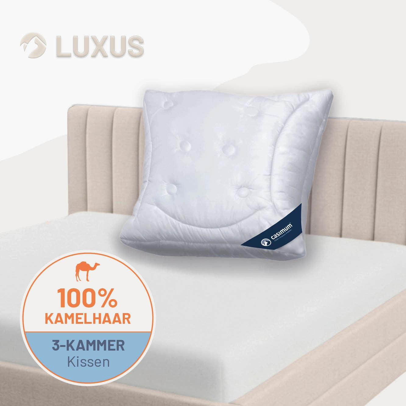 3-Kammer-Kamelhaarkissen »LUXUS« – 100% Kamelhaar (Außen)
