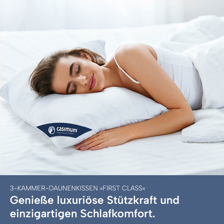 3-Kammer-Gänsedaunenkissen »FIRST CLASS« – 100% Gänsedaunen (Außen), Klasse 1, Downpass, hergestellt in Deutschland