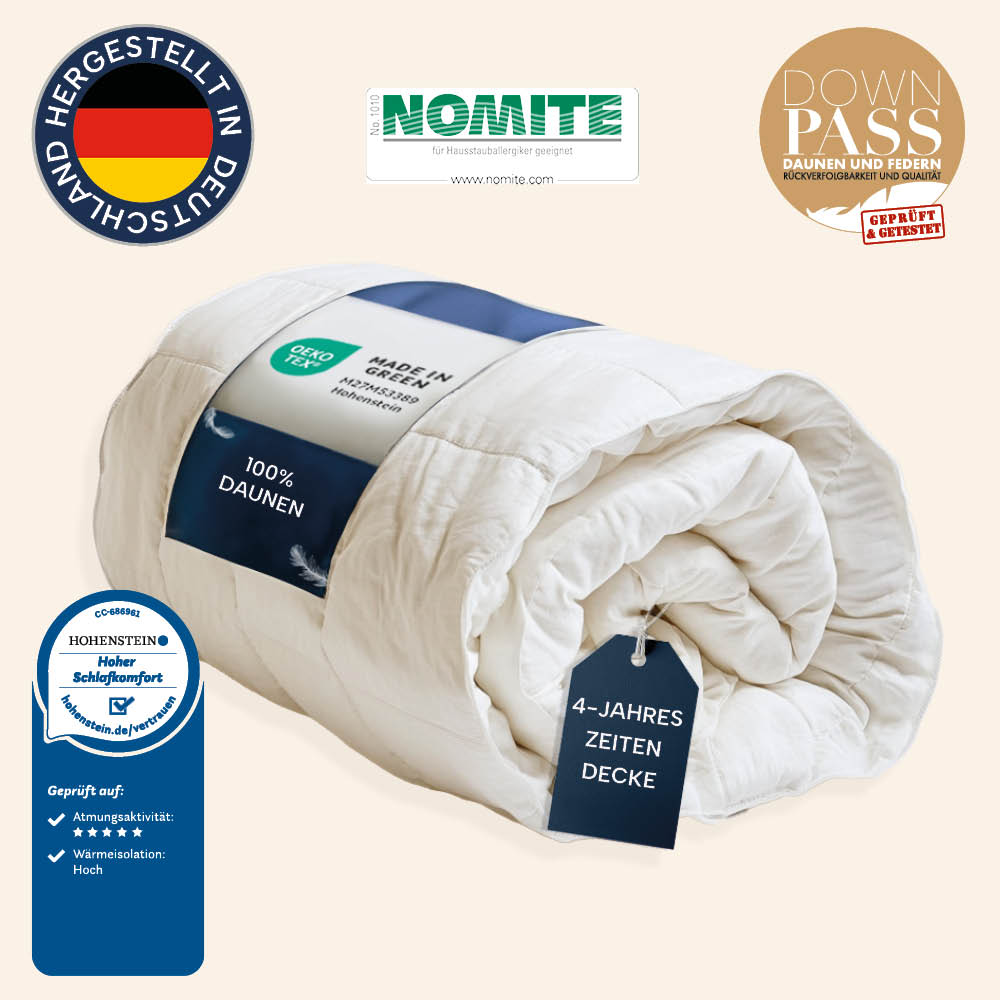 Daunendecke »LUXUS« – 100% Daunen, Klasse 1, Downpass, hergestellt in Deutschland