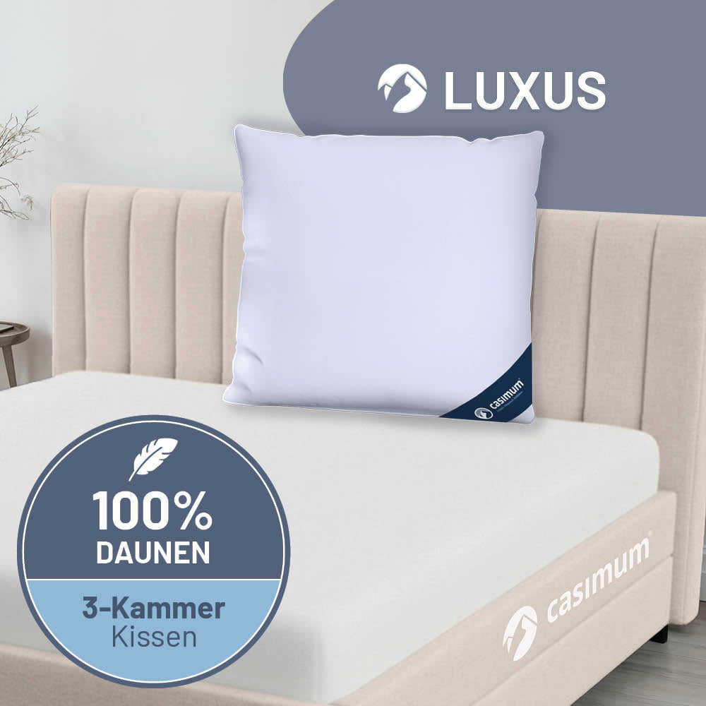 3-Kammer-Daunenkissen »LUXUS« – 100% Daunen (Außen), Klasse 1, Downpass, hergestellt in Deutschland