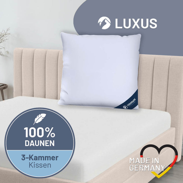 3-Kammer-Daunenkissen »LUXUS« – 100% Daunen (Außen), Klasse 1, Downpass, hergestellt in Deutschland