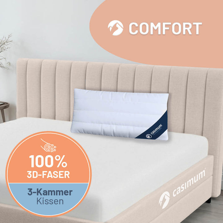 3-Kammer-Faserkissen »COMFORT« – 100% Polyester mit 3D-Hohlfaser für erholsame Nächte