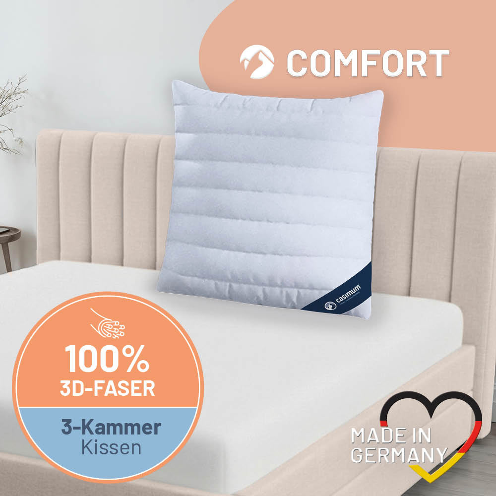 3-Kammer-Faserkissen »COMFORT« – 100% Polyester mit 3D-Hohlfaser für erholsame Nächte
