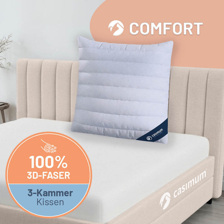 3-Kammer-Faserkissen »COMFORT« – 100% Polyester mit 3D-Hohlfaser für erholsame Nächte