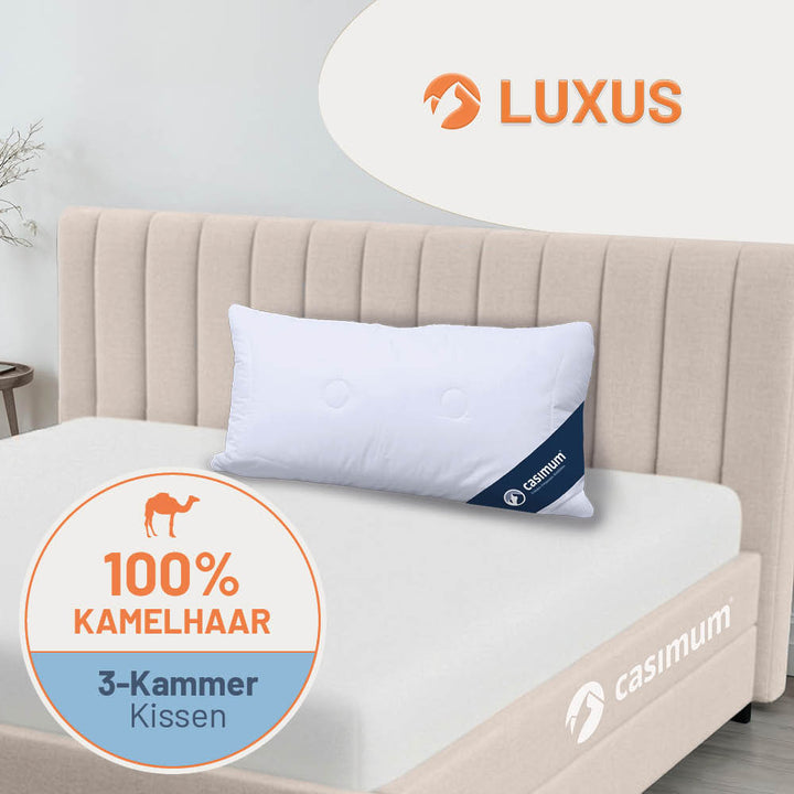 3-Kammer-Kamelhaarkissen »LUXUS« – 100% Kamelhaar (Außen) für ein luxuriöses Schlaferlebnis