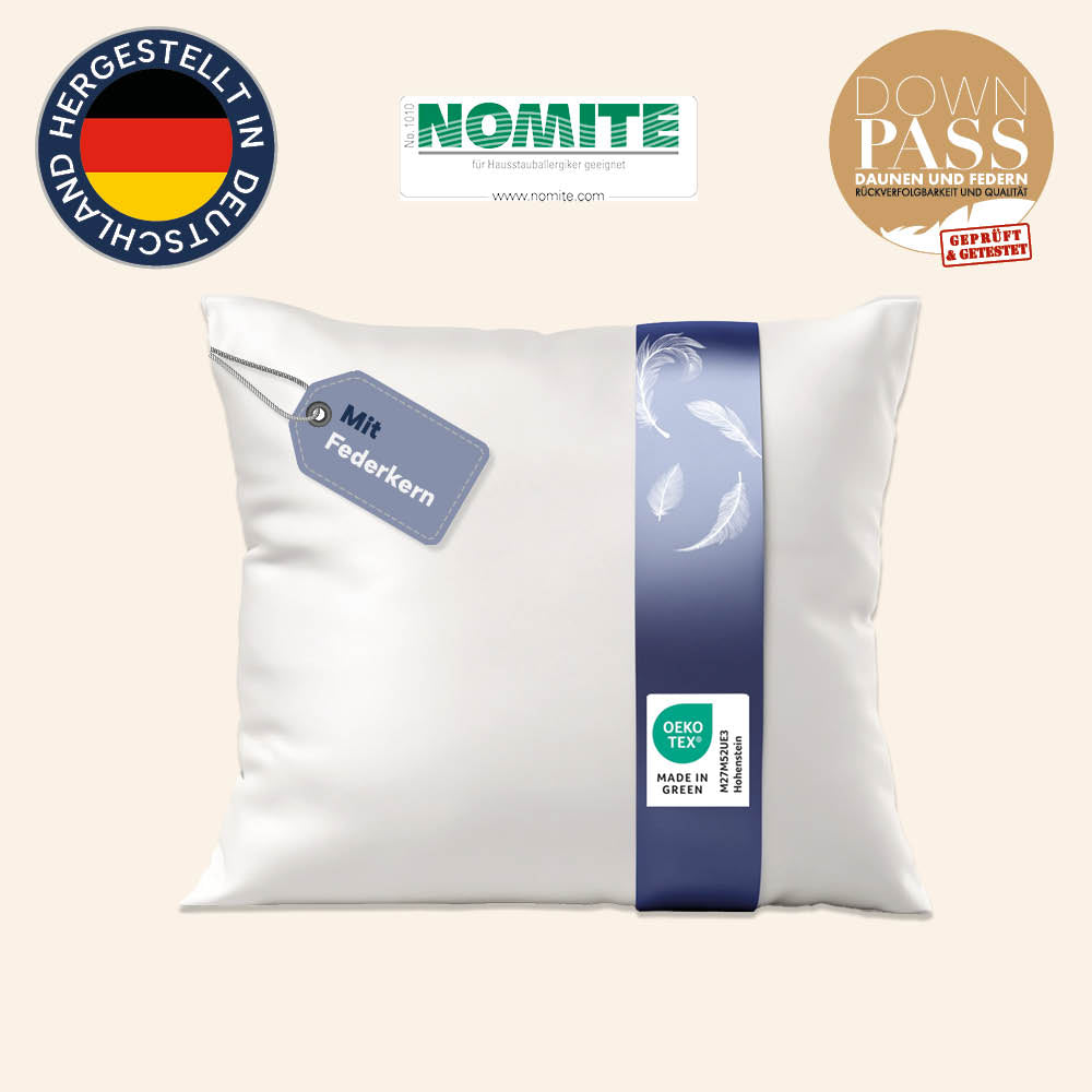 3-Kammer-Daunenkissen »LUXUS« – 100% Daunen (Außen), Klasse 1, Downpass, hergestellt in Deutschland