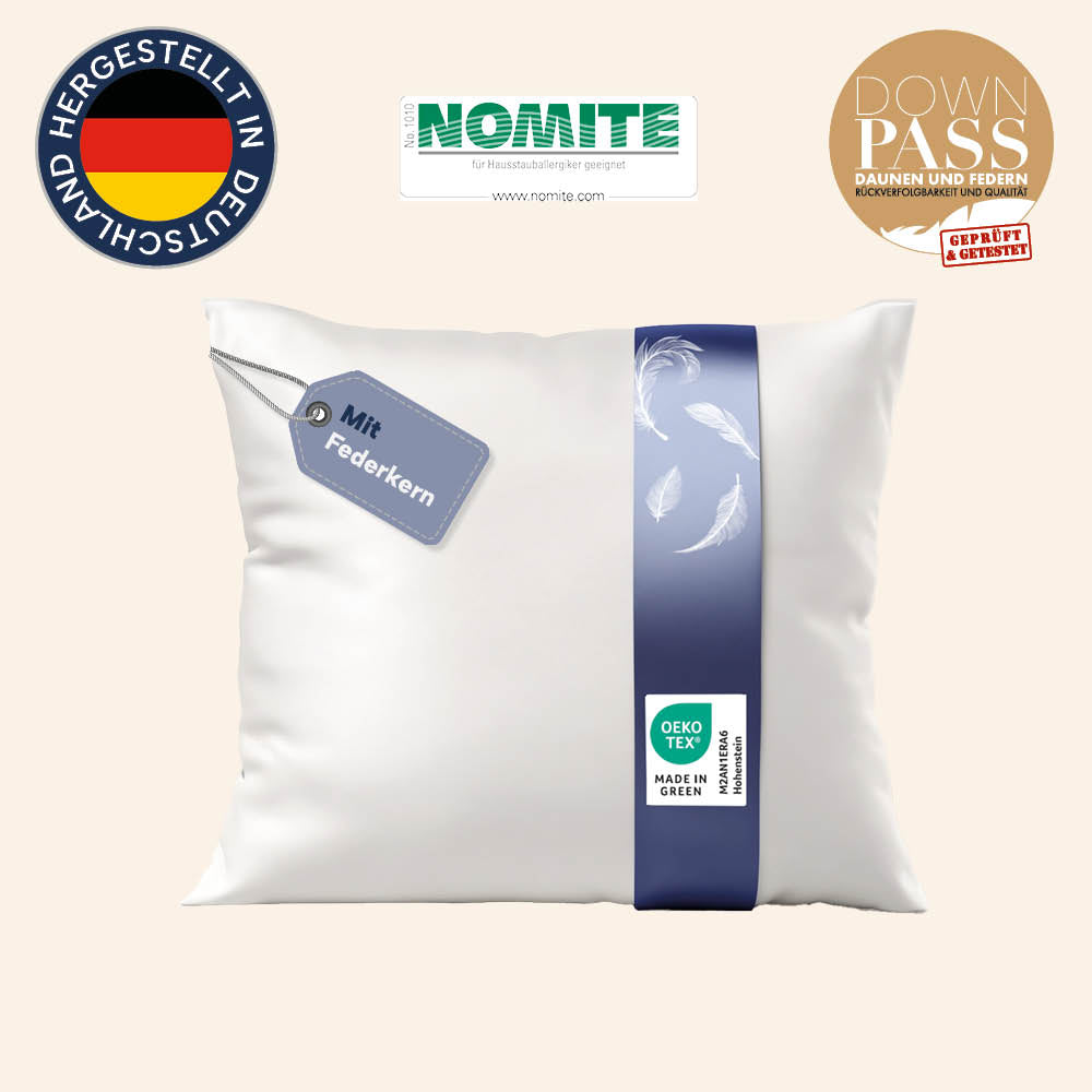 3-Kammer-Gänsedaunenkissen »FIRST CLASS« – 100% Gänsedaunen (Außen), Klasse 1, Downpass, hergestellt in Deutschland