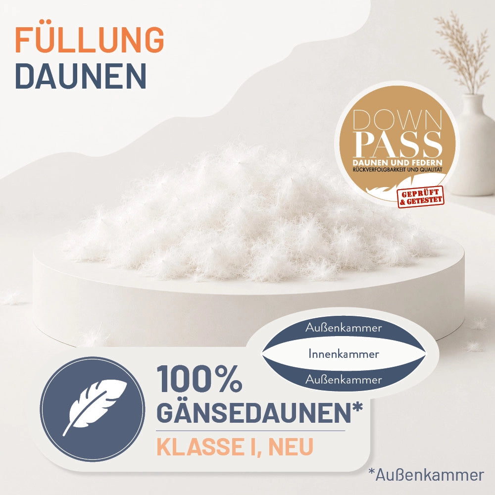 3-Kammer-Gänsedaunenkissen »FIRST CLASS« – 100% Gänsedaunen (Außen)