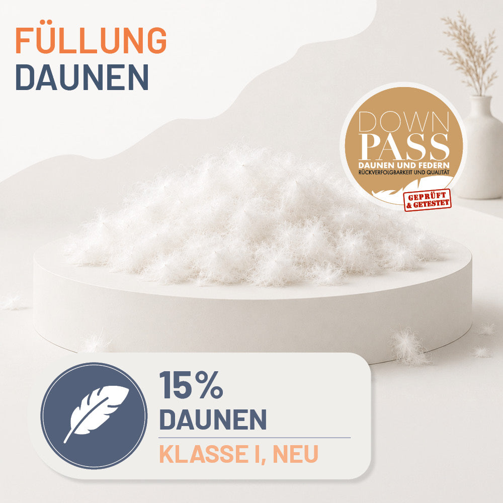 Feder- und Daunenkissen »COMFORT« – 85% Federn, 15%, Klasse 1, Downpass, hergestellt in Deutschland