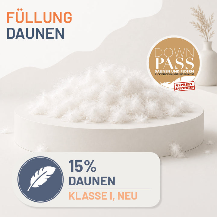 Feder- und Daunenkissen »COMFORT« – 85% Federn, 15%, Klasse 1, Downpass, hergestellt in Deutschland