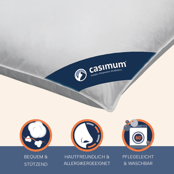 3-Kammer-Daunenkissen »LUXUS« – 100% Daunen (Außen), Klasse 1, Downpass, hergestellt in Deutschland