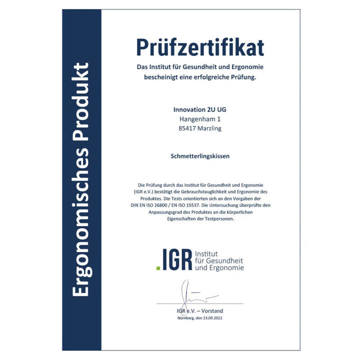 Schmetterlingskissen »BUTTERFLY«, Memory Foam, sehr gute Ergonomie, zertifiziert vom Institut für Gesundheit &amp; Ergonomie