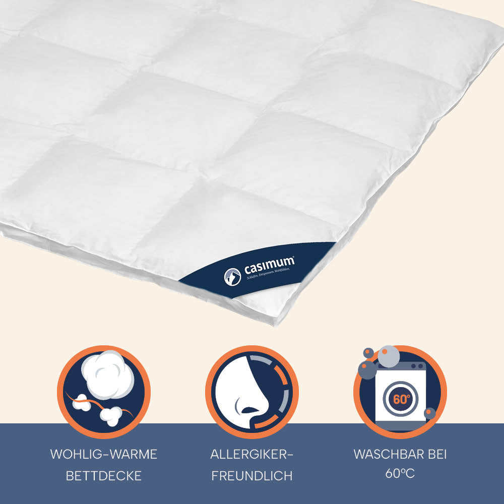 Wintergänsedaunendecke »FIRST CLASS« – Polarwarm, 100% Gänsedaunen, Klasse 1, Downpass, hergestellt in Deutschland