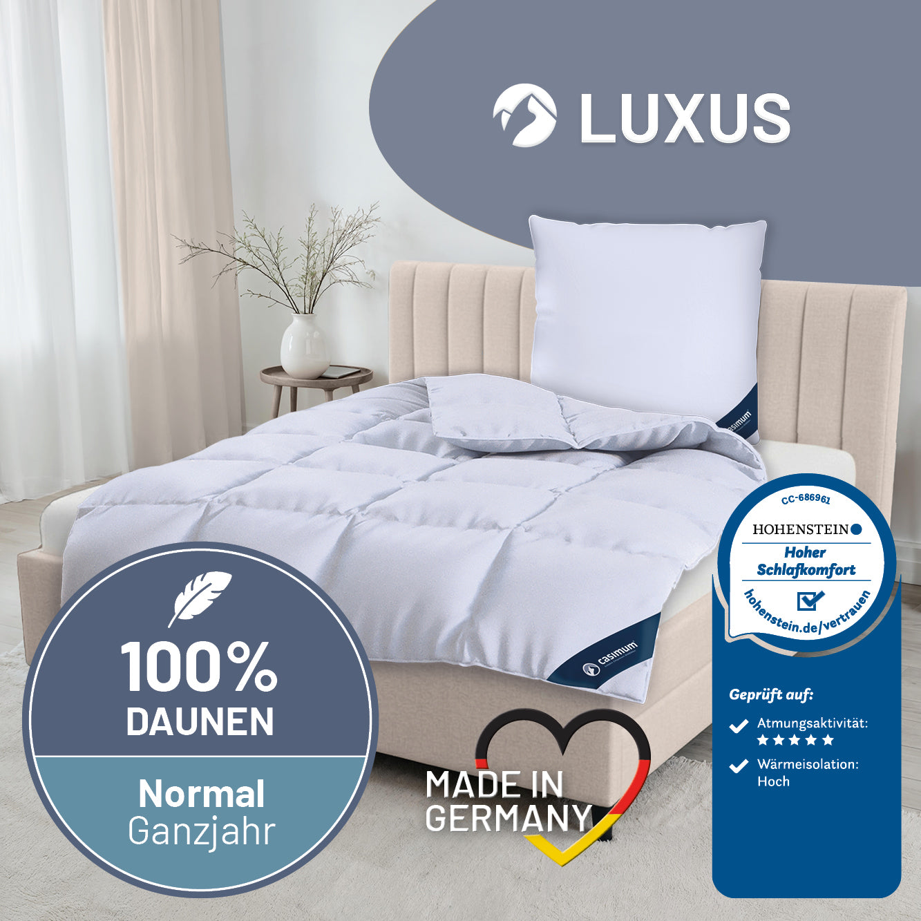 Daunendecke »LUXUS« – 100% Daunen