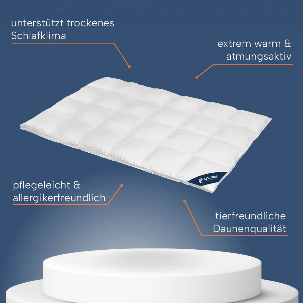 Wintergänsedaunendecke »FIRST CLASS« – Polarwarm, 100% Gänsedaunen, Klasse 1, Downpass, hergestellt in Deutschland