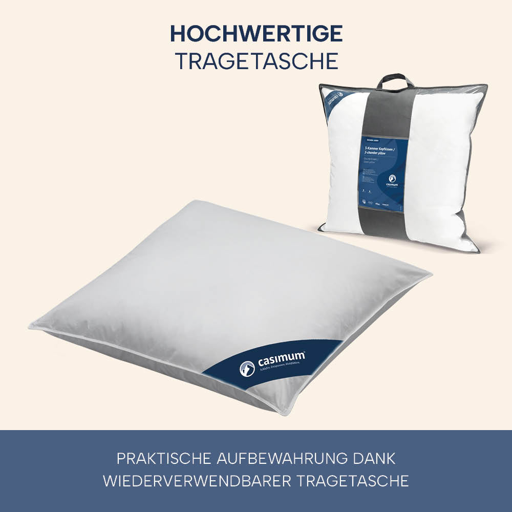 3-Kammer-Gänsedaunenkissen »FIRST CLASS« – 100% Gänsedaunen (Außen), Klasse 1, Downpass, hergestellt in Deutschland