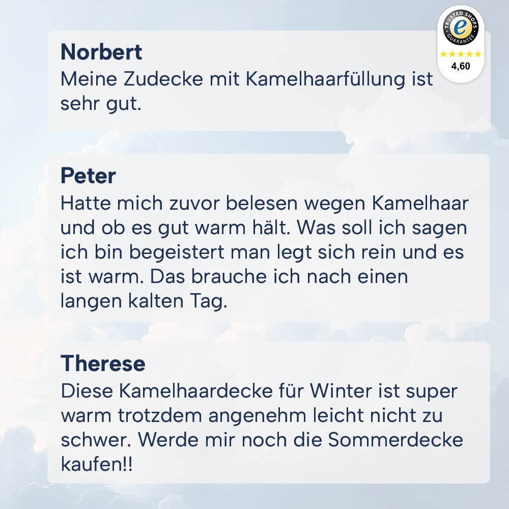 Winter Kamelhaardecke »LUXUS« – 100% Kamelhaar für ein luxuriöses Schlaferlebnis